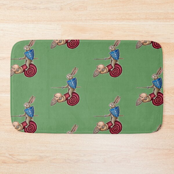 Item preview, Rabbit knight riding a snail marginalia medieval designed and sold by Marginalia Workshop.