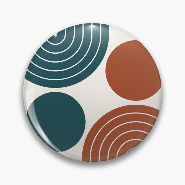 Item preview, Mid Century Modern Geometric Rainbow Arch Deep Teal and Burnt Sienna designed and sold by nineFlorals.