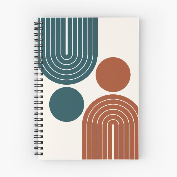 Item preview, Mid Century Modern Geometric Rainbow Arch Deep Teal and Burnt Sienna designed and sold by nineFlorals.