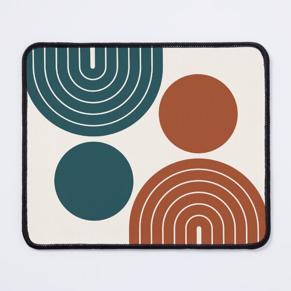 Item preview, Mid Century Modern Geometric Rainbow Arch Deep Teal and Burnt Sienna designed and sold by nineFlorals.