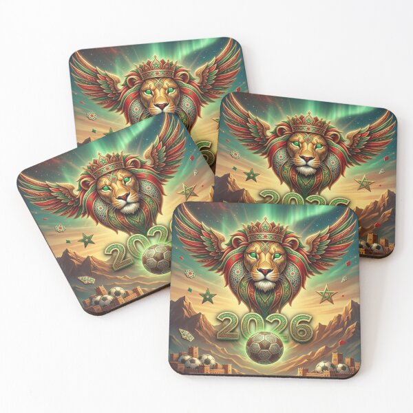 Item preview, Morocco Lions of the Atlas Soccer 2026 Vertical Poster designed and sold by Aram250.