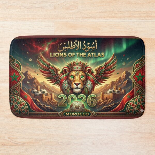 Item preview, Morocco Lions of the Atlas Soccer 2026 Vertical Poster designed and sold by Aram250.