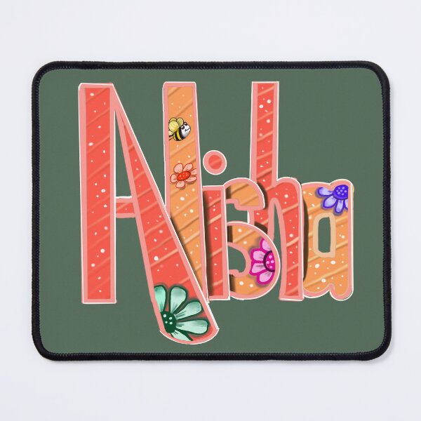 Item preview, Alisha popular girls name woman women’s first name in orange with flowers and bee  calligraphy designed and sold by Artonmytee.