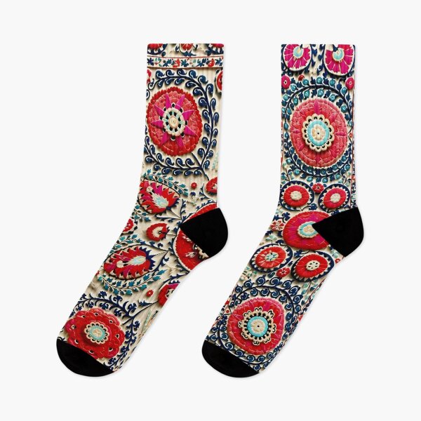 Item preview, Shakhrisyabz Suzani Uzbekistan Floral Embroidery designed and sold by Vicky Brago-Mitchell®.