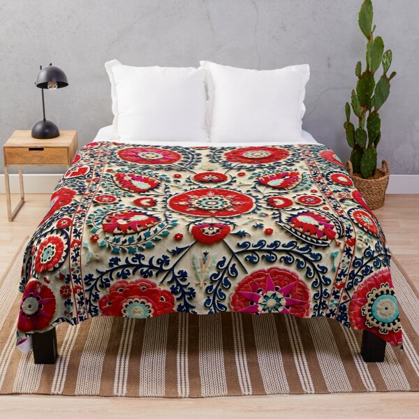 Item preview, Shakhrisyabz Suzani Uzbekistan Floral Embroidery designed and sold by Vicky Brago-Mitchell®.
