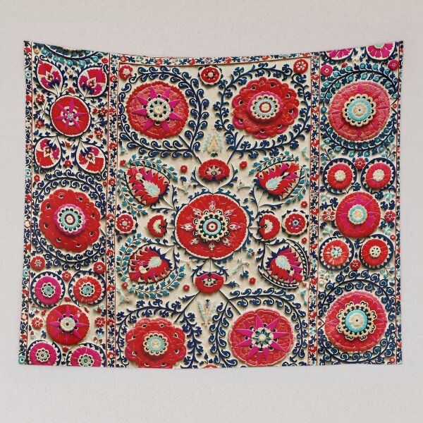 Item preview, Shakhrisyabz Suzani Uzbekistan Floral Embroidery designed and sold by Vicky Brago-Mitchell®.