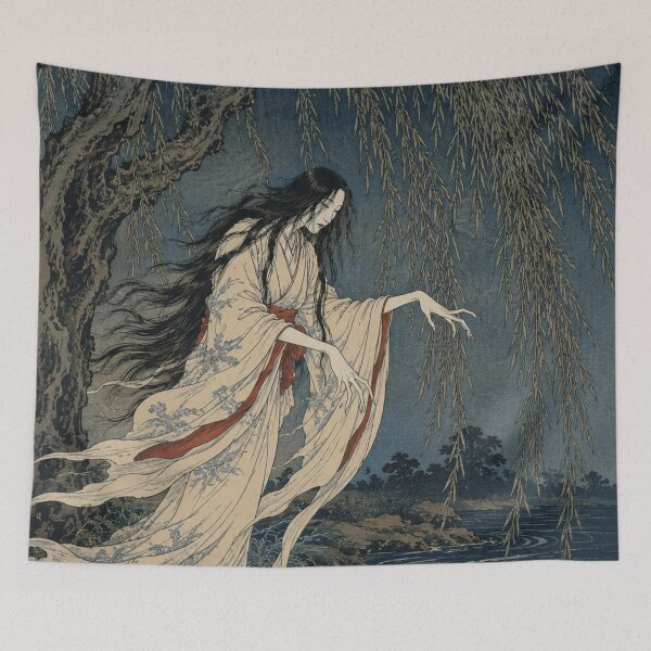 Item preview, Willow Shadow - Vintage Japanese Yurei Ghost Ukiyo-e Woodblock designed and sold by bapupa.
