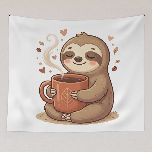 Item preview, Cute Kawaii Sloth Hugging Coffee Mug designed and sold by CrystalMineArts.