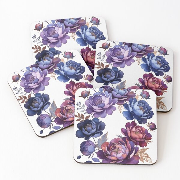 Item preview, Purple & Blue Peony Border | Elegant Floral Frame Botanical Art designed and sold by GalleryPeak.