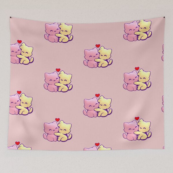 Item preview, Kawaii Cats Hug Love Couple Kittens designed and sold by AstronautMerch.