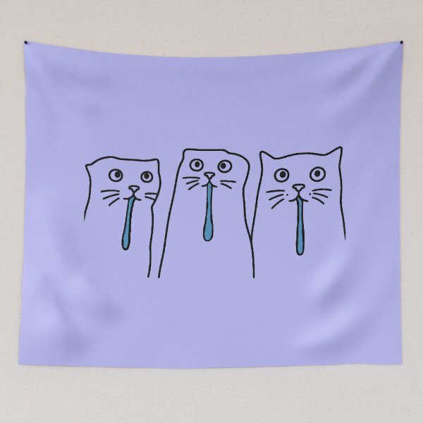 Item preview, Triple Drooling Doodle Outlines Silly Cats Meme designed and sold by CDPrintsDesigns.