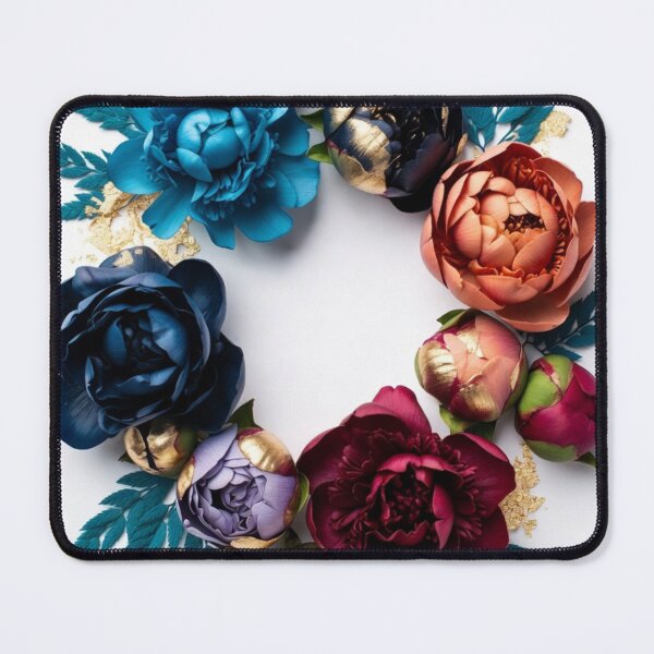 Item preview, Luxury Peony Wreath | Blue Burgundy Floral Frame Botanical Design designed and sold by GalleryPeak.