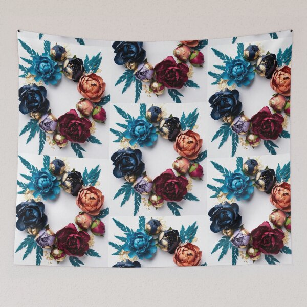 Item preview, Luxury Peony Wreath | Blue Burgundy Floral Frame Botanical Design designed and sold by GalleryPeak.