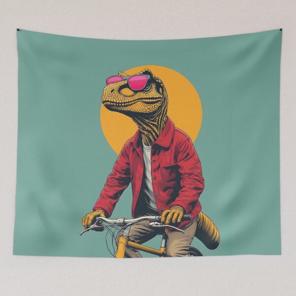 Item preview, Cool T-Rex Riding a Bicycle in Retro Urban Style designed and sold by artscripts.