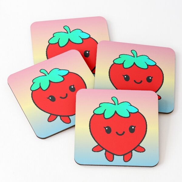 Item preview, Kawaii Strawberry Happy Face Aesthetic Fruit designed and sold by AstronautMerch.