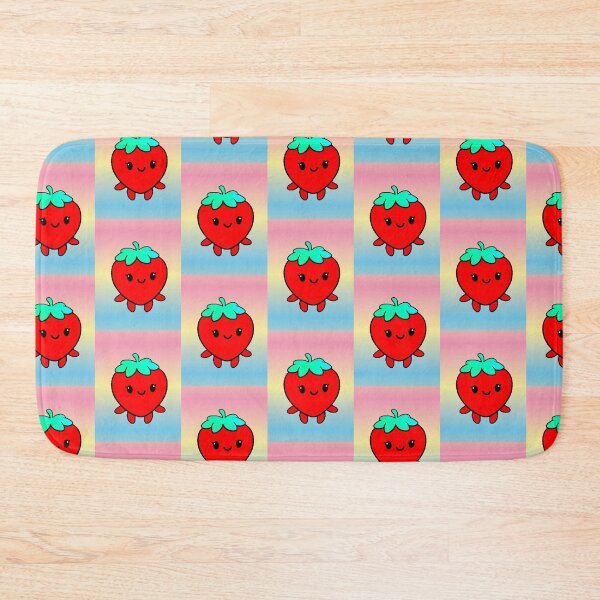 Artikelvorschau, Kawaii Erdbeere mit fröhlichem Gesicht, ästhetische Frucht entworfen und verkauft von AstronautMerch.