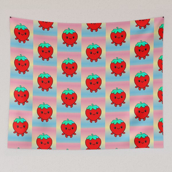 Item preview, Kawaii Strawberry Happy Face Aesthetic Fruit designed and sold by AstronautMerch.