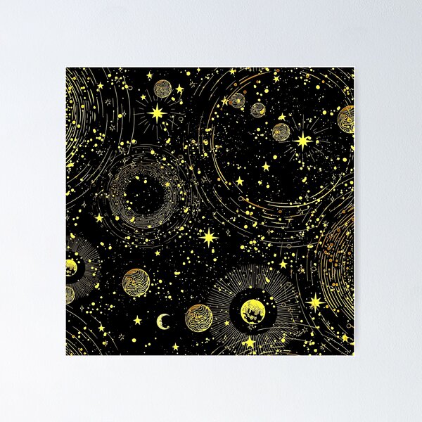 Item preview, vintage celestial gold stars and moon  designed and sold by FahdSpaceArt.