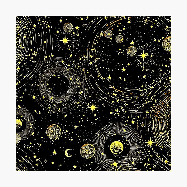 Item preview, vintage celestial gold stars and moon  designed and sold by FahdSpaceArt.