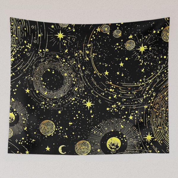 Item preview, vintage celestial gold stars and moon  designed and sold by FahdSpaceArt.