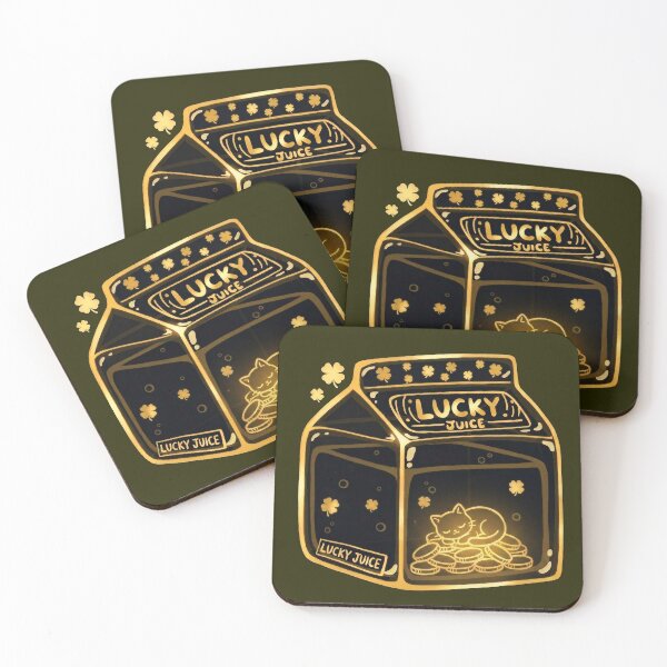 Item preview, Lucky Juice – Lucky Cat and Four Leaf Clover Aesthetic Milk Carton Design designed and sold by RedHDesign.