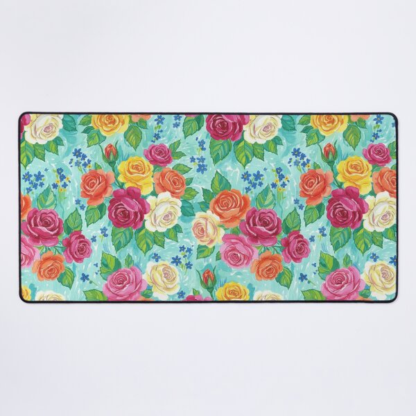 Item preview, Tropical Floral Watercolor Pattern | Preppy Summer Botanical Print |  Pink Teal Green Maximalist Design designed and sold by Desolaa_Arts.