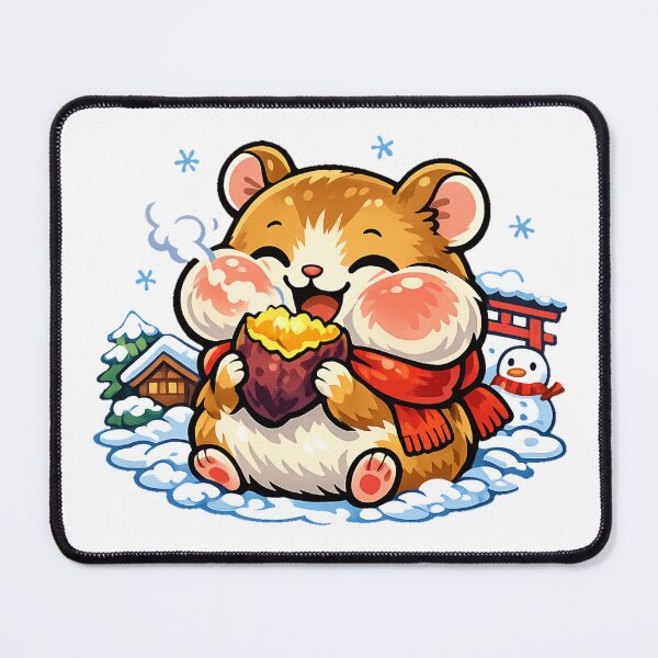 Item preview, ①タイトル Cozy Hamster Eating Roasted Sweet Potato - Kawaii Japanese Winter Sticker designed and sold by kawaii animal store (in Japan).