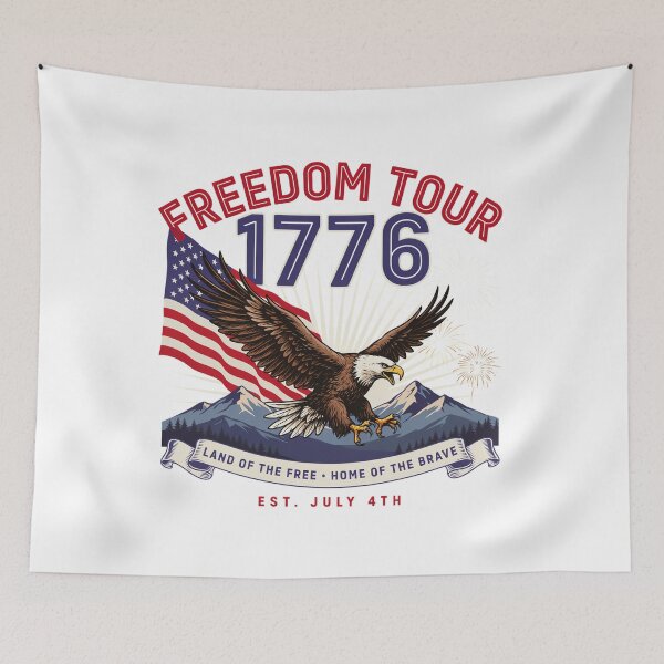 Item preview, Freedom Tour 1776 Bald Eagle Patriotic Fourth of July Vintage American Flag Design designed and sold by ArcticFoxStudio.
