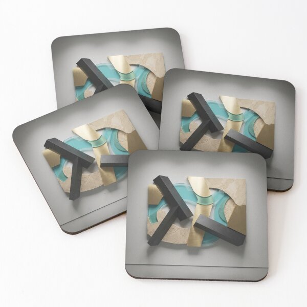 Item preview, Brutalist Glam Teal Geometric Relief Sculpture designed and sold by Gifter-ly.
