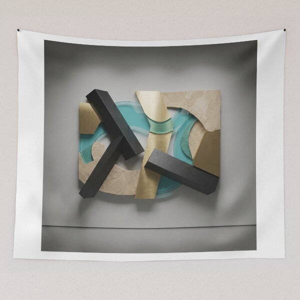 Item preview, Brutalist Glam Teal Geometric Relief Sculpture designed and sold by Gifter-ly.
