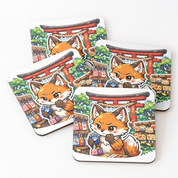 Item preview, Kawaii Fox Choosing Omamori at Japanese Shrine Sticker | Cute Japan Aesthetic Anime Fox designed and sold by kawaii animal store (in Japan).