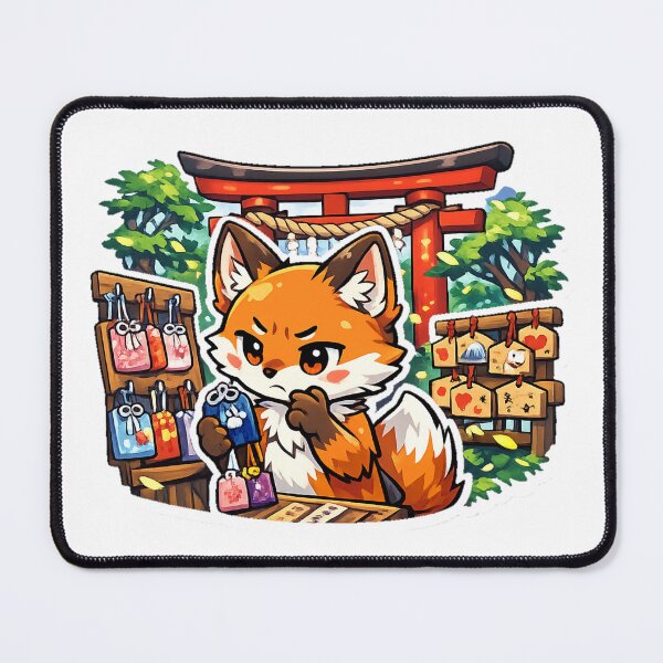 Item preview, Kawaii Fox Choosing Omamori at Japanese Shrine Sticker | Cute Japan Aesthetic Anime Fox designed and sold by kawaii animal store (in Japan).
