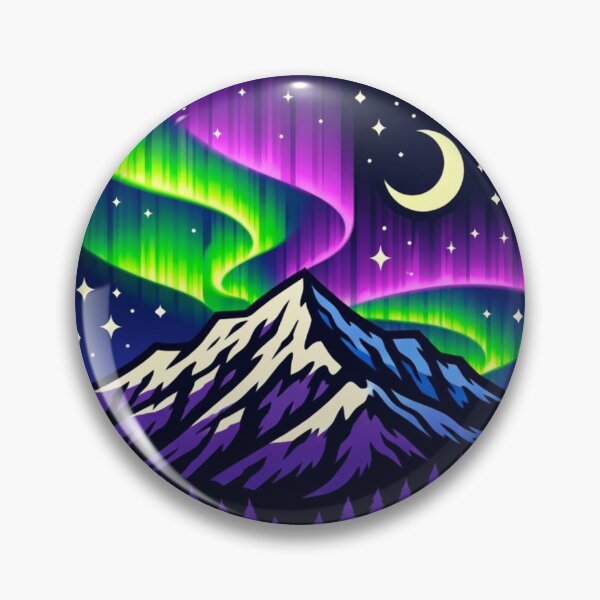 Item preview, Neon Aurora Mountain Silhouette Sticker designed and sold by Timeless Junction.