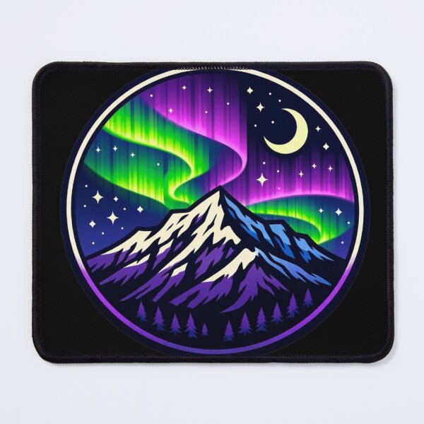 Item preview, Neon Aurora Mountain Silhouette Sticker designed and sold by Timeless Junction.