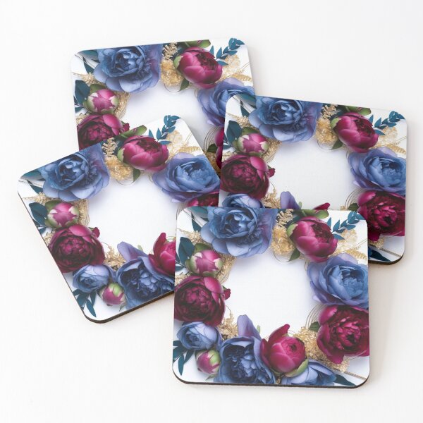 Item preview, Blue & Burgundy Floral Wreath | Elegant Peony Circle Botanical Design designed and sold by GalleryPeak.