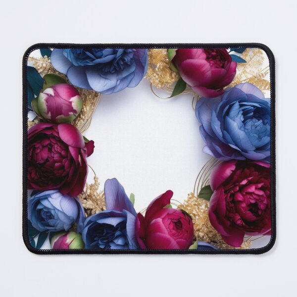 Item preview, Blue & Burgundy Floral Wreath | Elegant Peony Circle Botanical Design designed and sold by GalleryPeak.
