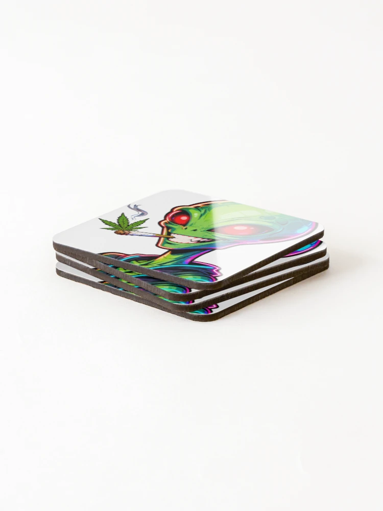 Thumbnail 4 of 5, Coasters (Set of 4), High Tech Alien designed and sold by KingCuppaDigitalArt.