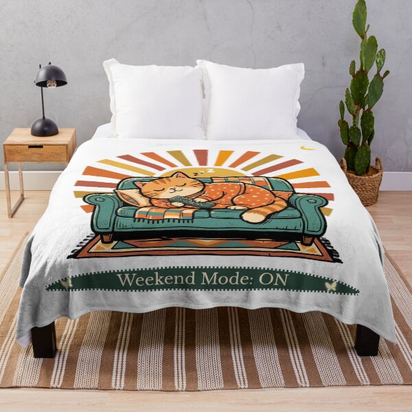 Item preview, Weekend Mode On Lazy Cat | Retro Vintage Couch Tee designed and sold by PrintTycoon.