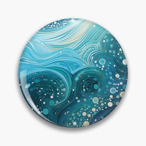 Item preview, Aboriginal Inspired Dot Art - With Teal Blue Waves designed and sold by GrinGalore.