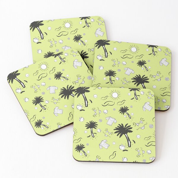 Item preview, Retro Summer Beach Pattern Yellow Green Background  designed and sold by altastudio.