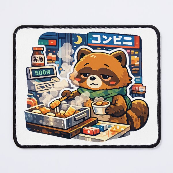 Item preview, Sleepy Tanuki Buying Oden at Japanese Convenience Store Sticker | Kawaii Japan Meme Aesthetic designed and sold by kawaii animal store (in Japan).