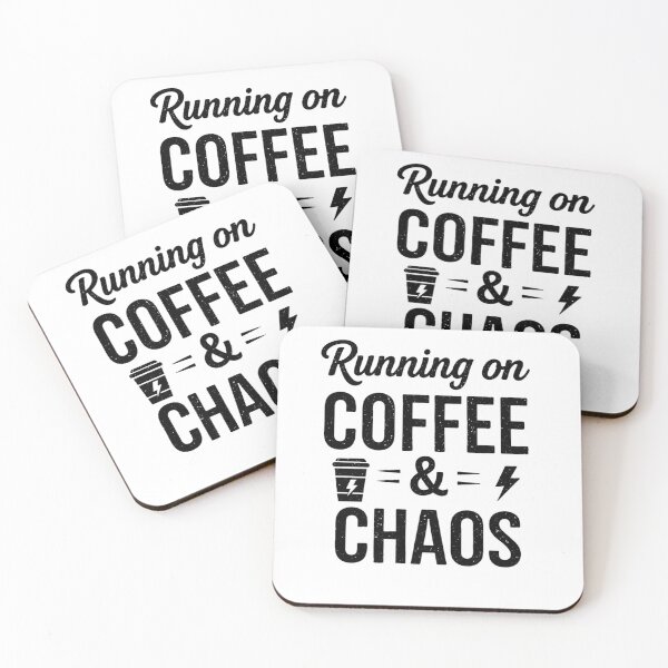 Item preview, Running on Coffee & Chaos – Funny Coffee Lover Minimalist Typography Design designed and sold by Aniahck.
