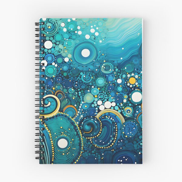 Item preview, Aboriginal Inspired Dot Art - Deep Ocean Blue Teal Bubbles designed and sold by GrinGalore.