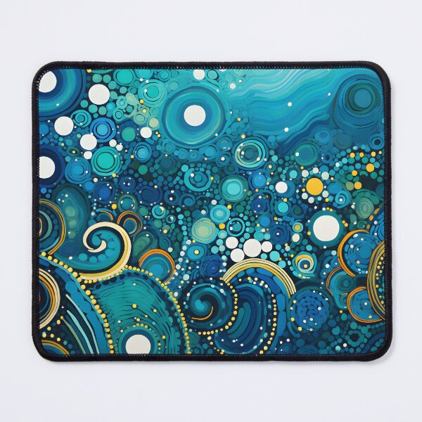 Item preview, Aboriginal Inspired Dot Art - Deep Ocean Blue Teal Bubbles designed and sold by GrinGalore.