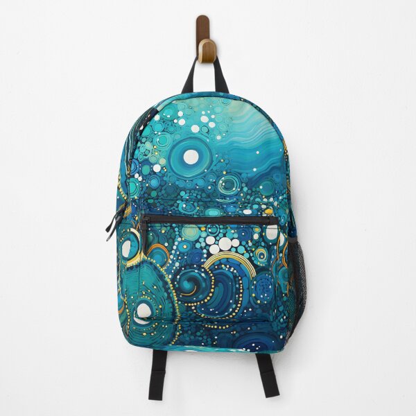 Item preview, Aboriginal Inspired Dot Art - Deep Ocean Blue Teal Bubbles designed and sold by GrinGalore.