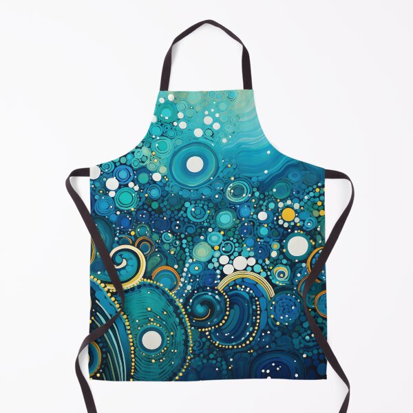 Item preview, Aboriginal Inspired Dot Art - Deep Ocean Blue Teal Bubbles designed and sold by GrinGalore.
