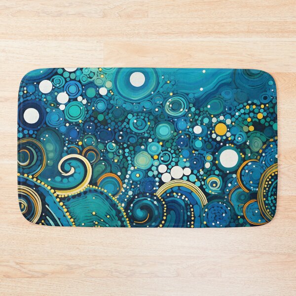 Item preview, Aboriginal Inspired Dot Art - Deep Ocean Blue Teal Bubbles designed and sold by GrinGalore.