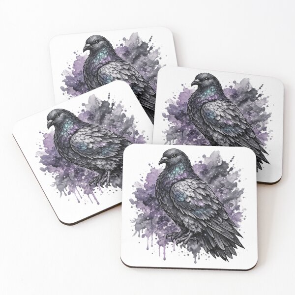 Item preview, Mystical Fantasy Pigeon Tattoo Art | Watercolor Gothic Bird Illustration designed and sold by MolinezjArt.