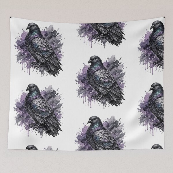 Item preview, Mystical Fantasy Pigeon Tattoo Art | Watercolor Gothic Bird Illustration designed and sold by MolinezjArt.