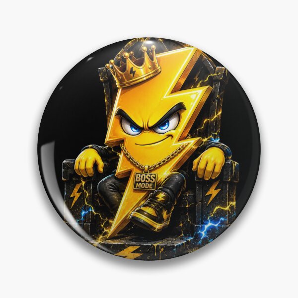 Item preview, Boss Mode Lightning Bolt | 3D Gamer Boss Electric Mascot Sticker designed and sold by Timeless Junction.